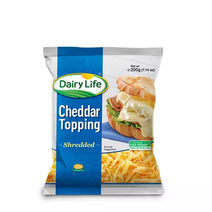 Cheddar Shredded 200gm 48Pcs Pack Dairy Life Cheddar Cheese For Pizza Organic Halal Cream Cheddar Cheese