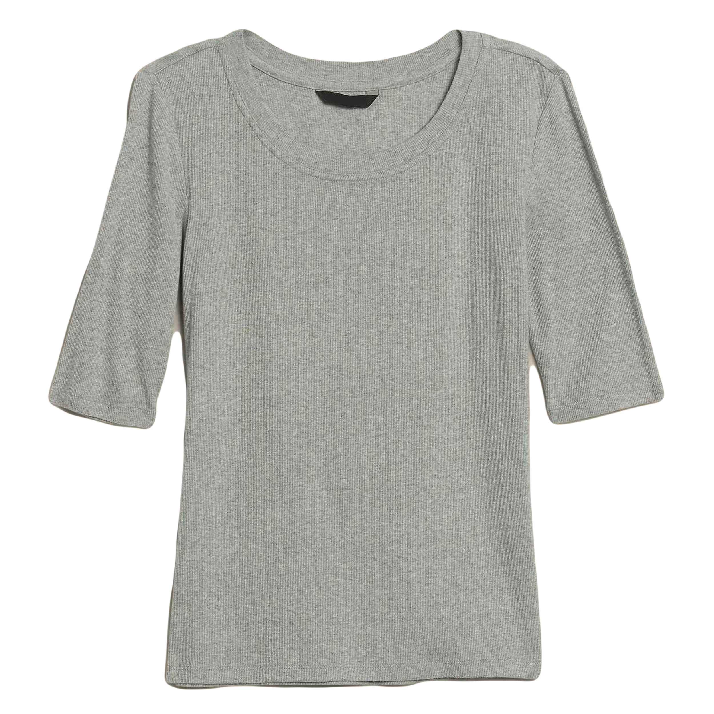 High quality Breathable cotton women's t-shirts RIBBED ELBOW SLEEVE T-SHIRT Crew neck Elbow length sleeves Straight hem Custom