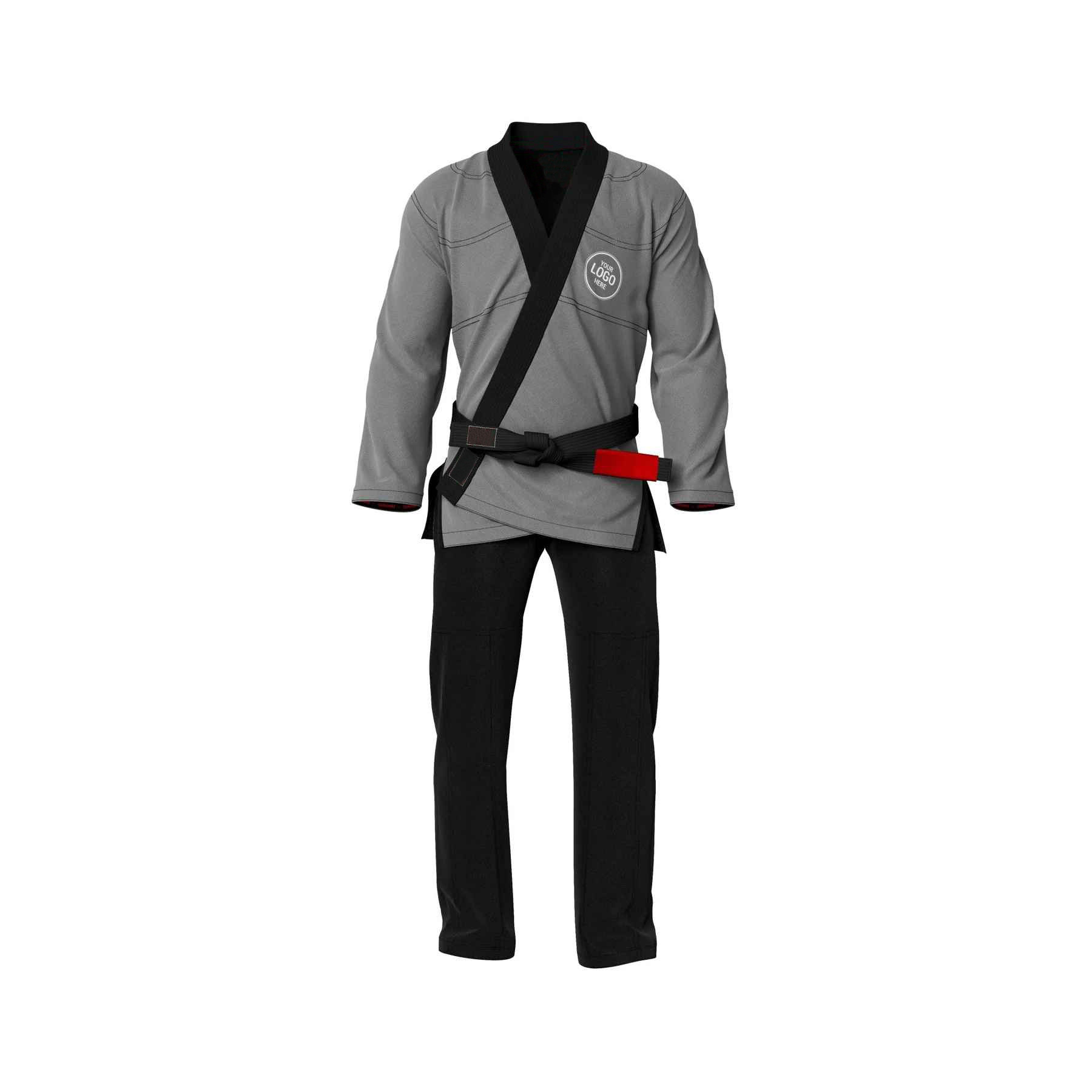 Customized Logo Design Printed Grey Color 500 GSM Cotton Pearl Wave JIU JITSU Uniforms Polyester Cotton Karate Training Uniform