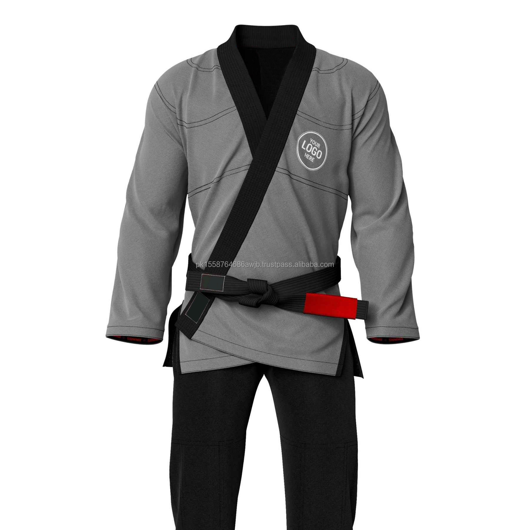 Customized Logo Design Printed Grey Color 500 GSM Cotton Pearl Wave JIU JITSU Uniforms Polyester Cotton Karate Training Uniform