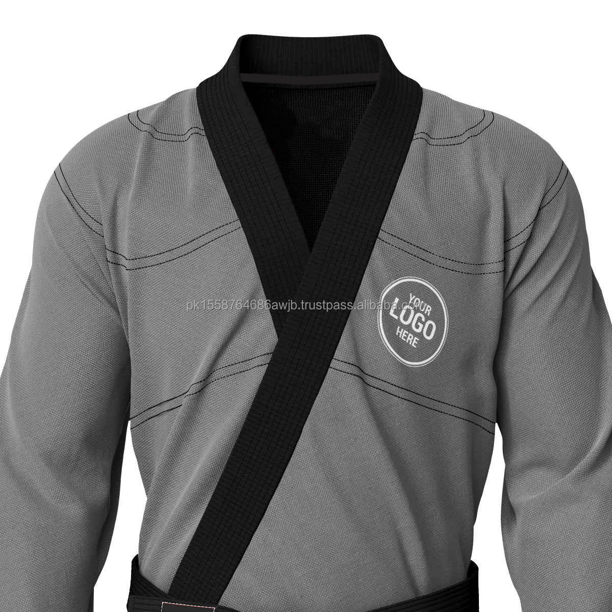 Customized Logo Design Printed Grey Color 500 GSM Cotton Pearl Wave JIU JITSU Uniforms Polyester Cotton Karate Training Uniform