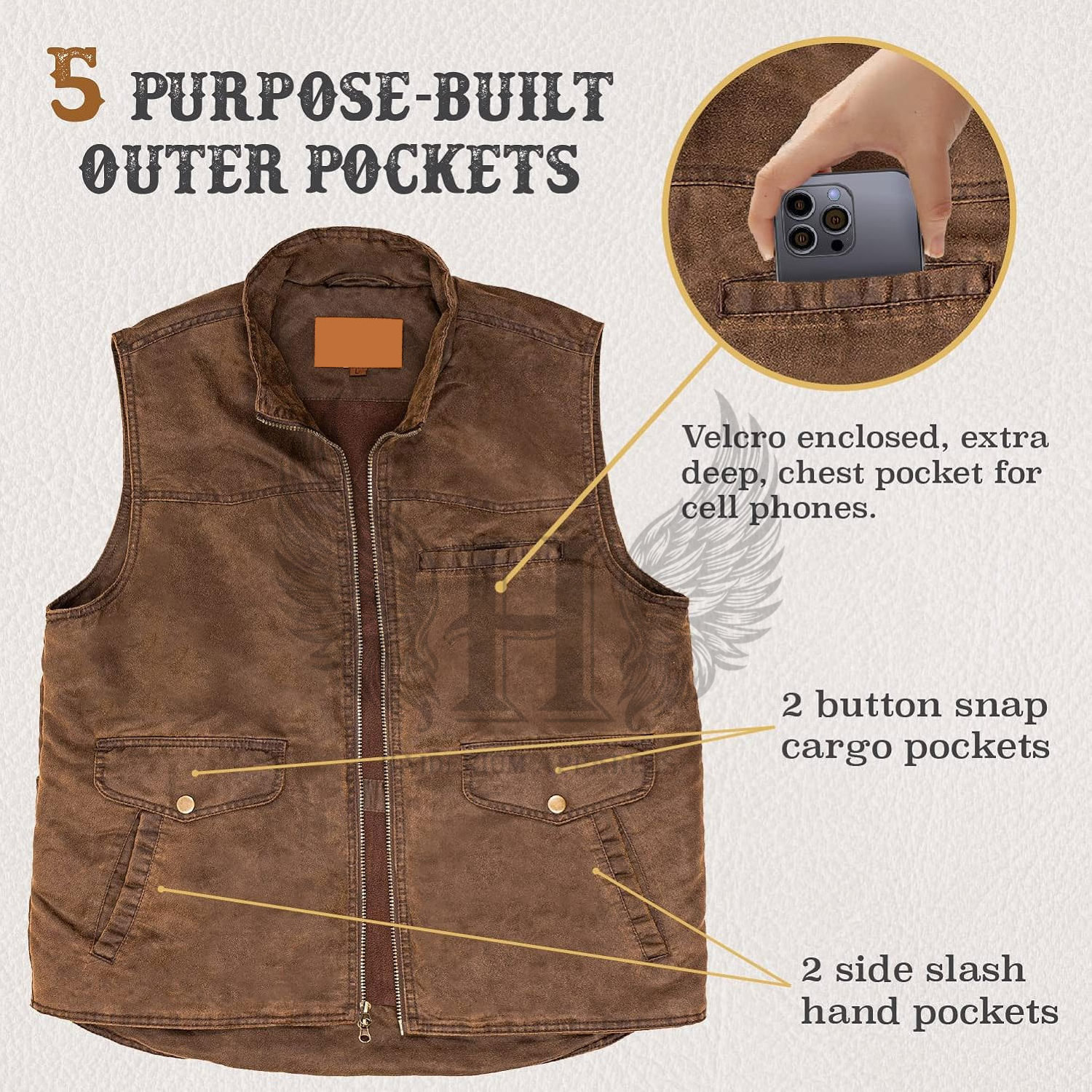 Premium Men's Utility Work Hunting Travel Fishing Multi-Pockets Outdoor Vests for Enhanced Functionality and Comfort