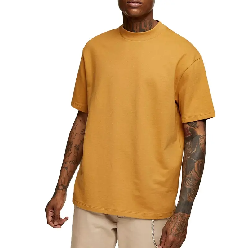 Blank Yellow Men's Clothing Cotton Heavyweight T-shirt Polo Oversized Tshirt Men's T-shirts Custom Plain T Shirt for Men