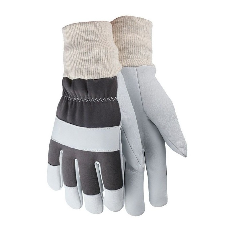 Premium EN 388 Work Gloves Grain Goatskin Leather Safety Gloves with Waterproof Back Spandex Knuckle Protection for Driving