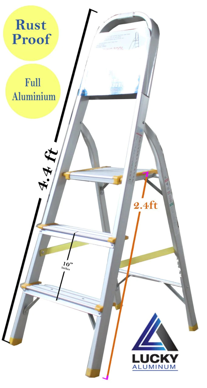 Aluminum Alloy Straight Folding 3 Step Aluminum Ladder LP3 Thickened Herringbone Multi-Purpose Dual-Purpose Ladder