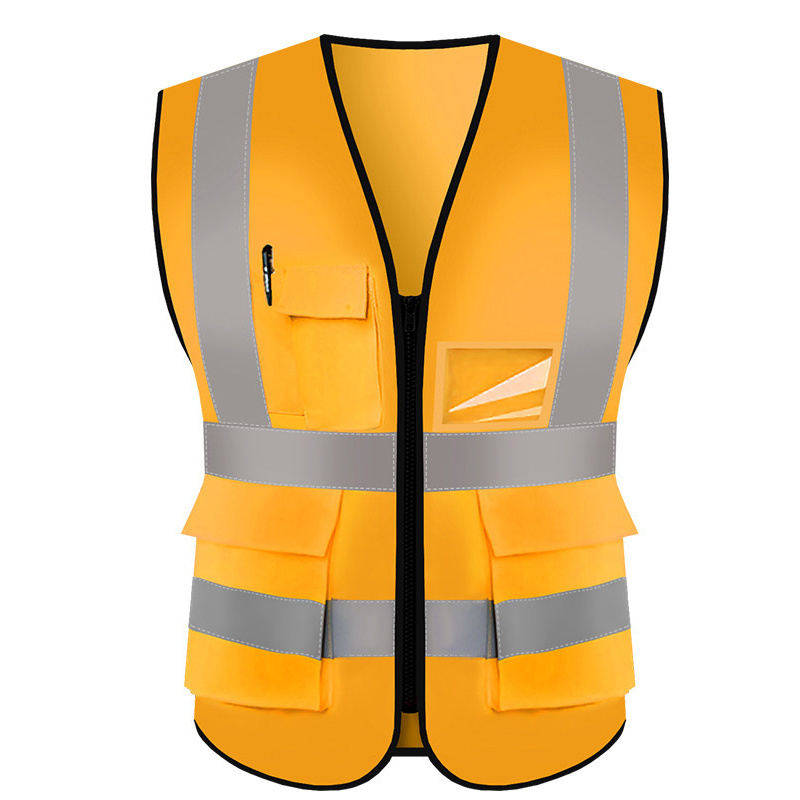 Hi Visibility Reflective Safety Vest With Reflective Strips Construction work Vest Multi pocket Safety Workers Vest