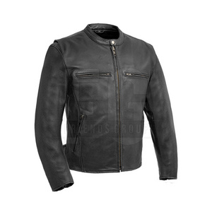 Custom Design Leather Jacket Solid Color Men Leather Jacket Streetwear Men Leather Jacket