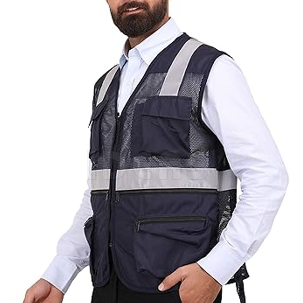 Vest Reflective ANSI Class 2, High Visibility Vest with Pockets and Zipper Construction Work Vest Hi Vis