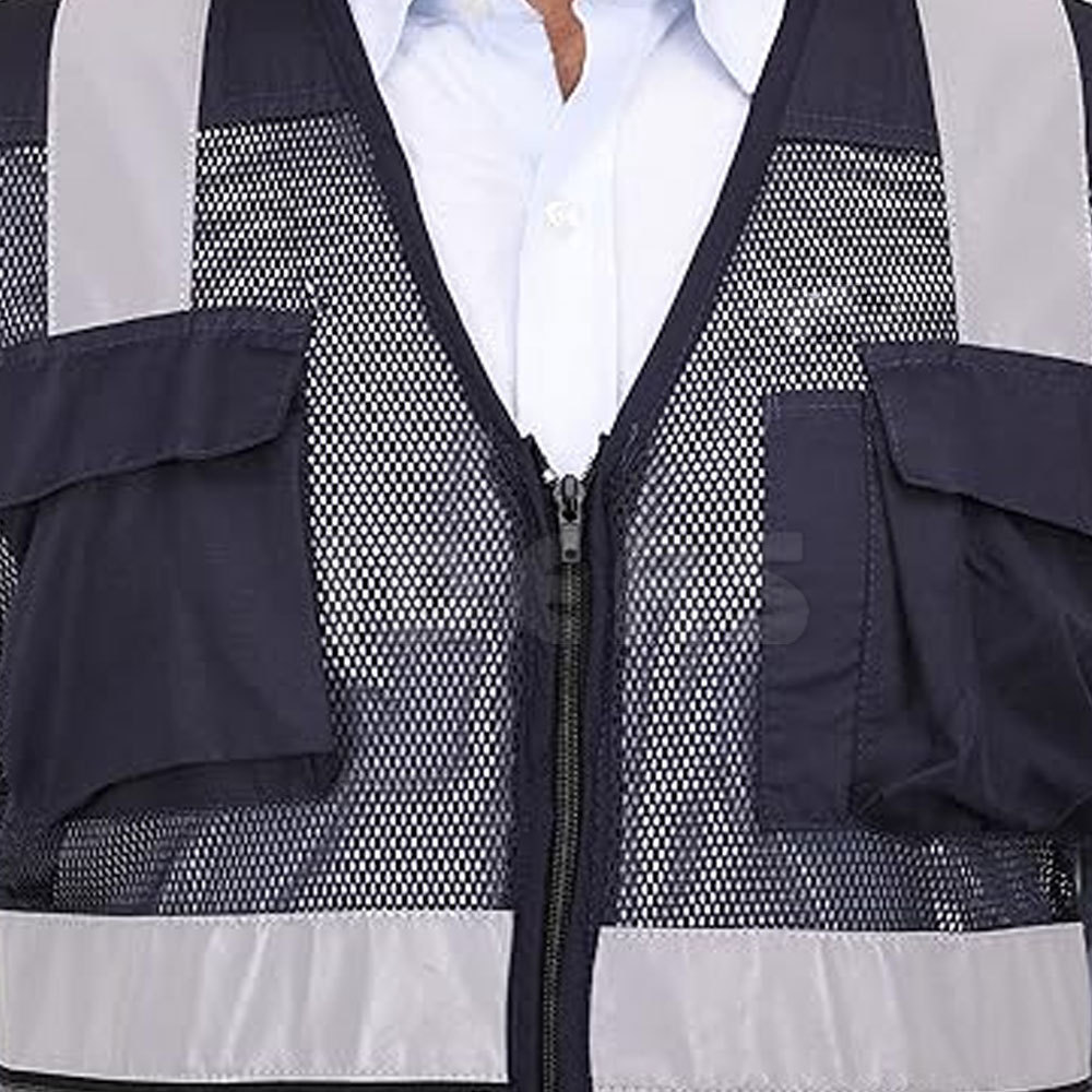 Vest Reflective ANSI Class 2, High Visibility Vest with Pockets and Zipper Construction Work Vest Hi Vis