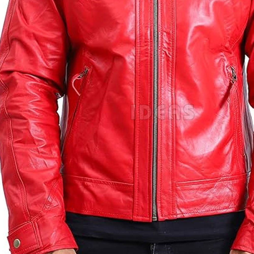 Top Selling Men Winter Zipper Red Color Leather Jacket Pakistan Men's Winter Plain Dyed Customized Leather Jacket Men Autumn