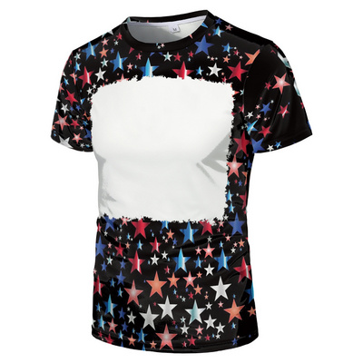 HOT Selling Bleached Sublimation Print Shirts 100% Polyester T shirts Sublimation Blank Bleach Shirts For Adults Men