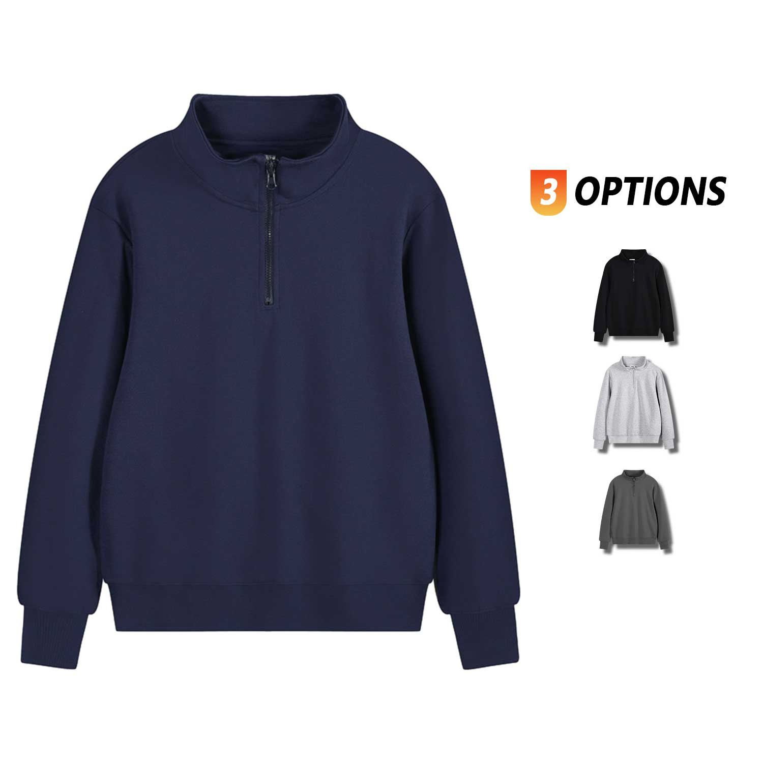 2024 New Zipper Golf Pullover Oversize Cotton Hoodie Plain Turtleneck Unisex Corded Crew Quarter Half Zip Sweatshirt