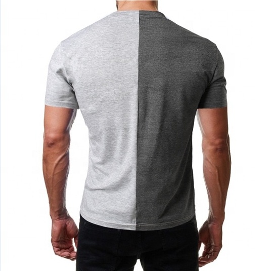 2024 NEW Wholesale New Designer Mens T Shirts Blank Half Black And Half White Cotton Tshirt Custom Color Two Tone T Shirt