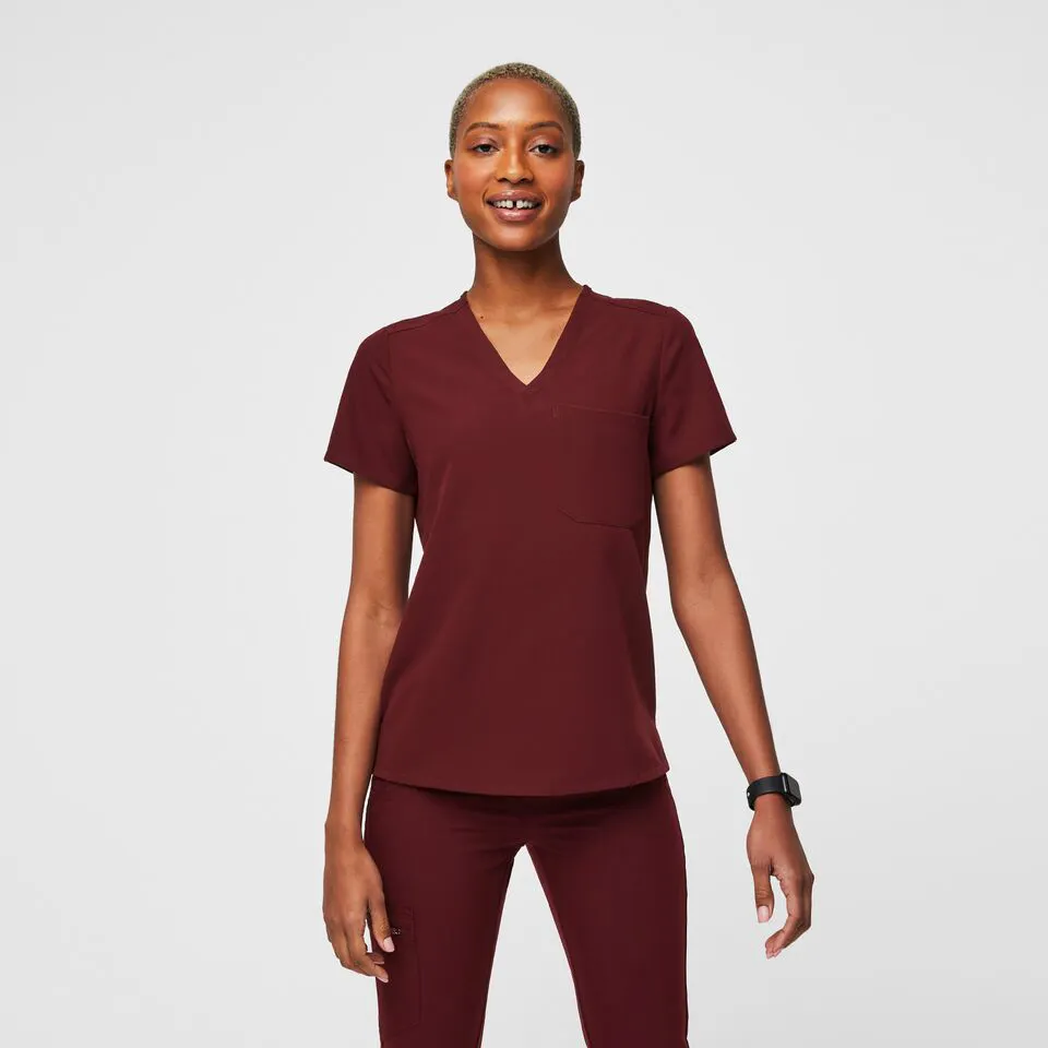 Wholesale New Design V Neck Maroon Solid Color Premium Quality Elegant Pharmacy Uniforms Medical Lab Coat Doctor Scrubs