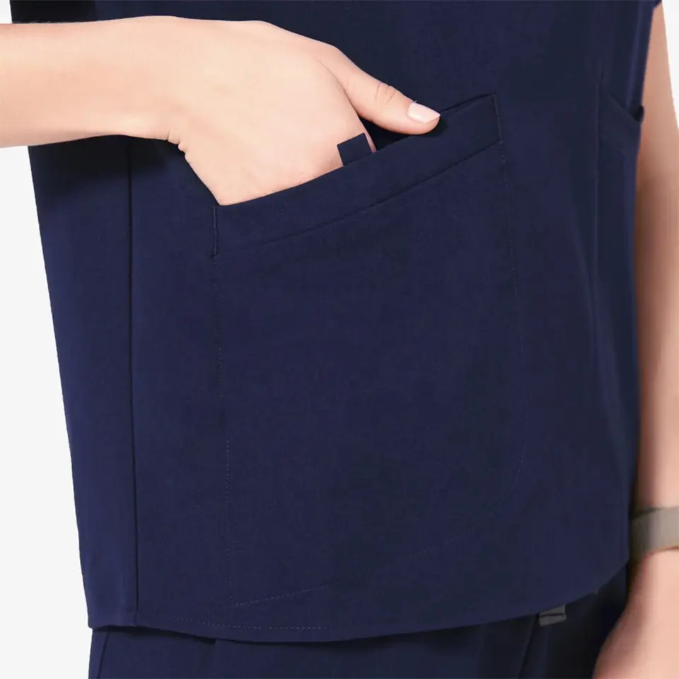 Buy Hot Sale Navy Blue 3 Pockets Medical Nurse Uniforms For Hospital Staff Top Quality Clothing Cotton Breathable Scrubs