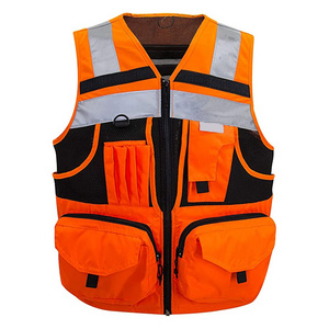 High-Visibility Reflective Safety Vest with Pockets  Construction Workwear for Men and Women with custom logo size and color