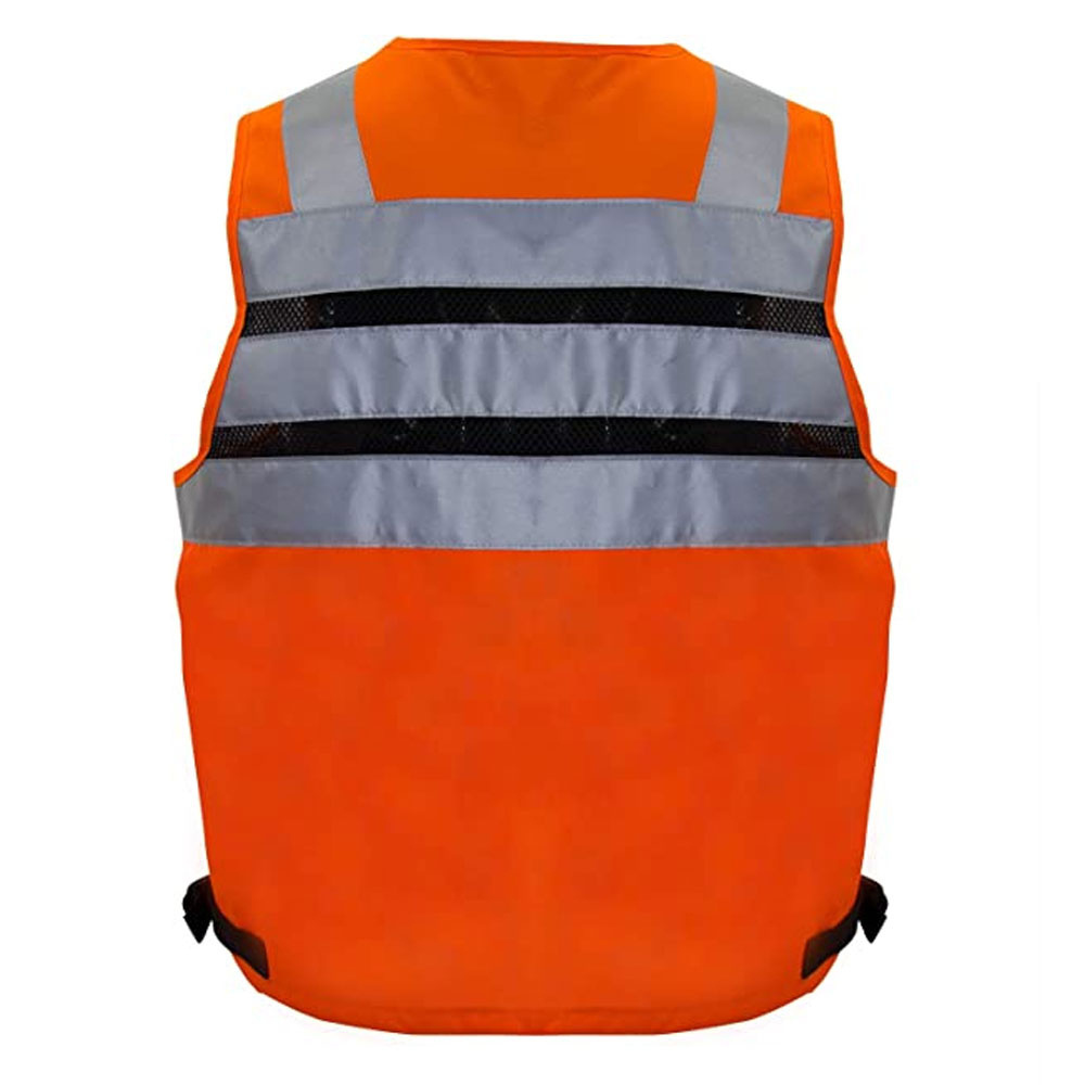 High-Visibility Reflective Safety Vest with Pockets  Construction Workwear for Men and Women with custom logo size and color