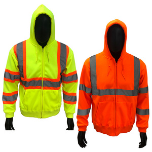 High Visibility Safety Black Neon Hoodie Jacket Custom Hi Vis Sweatshirt High Visibility Hoodie Jackets For Women