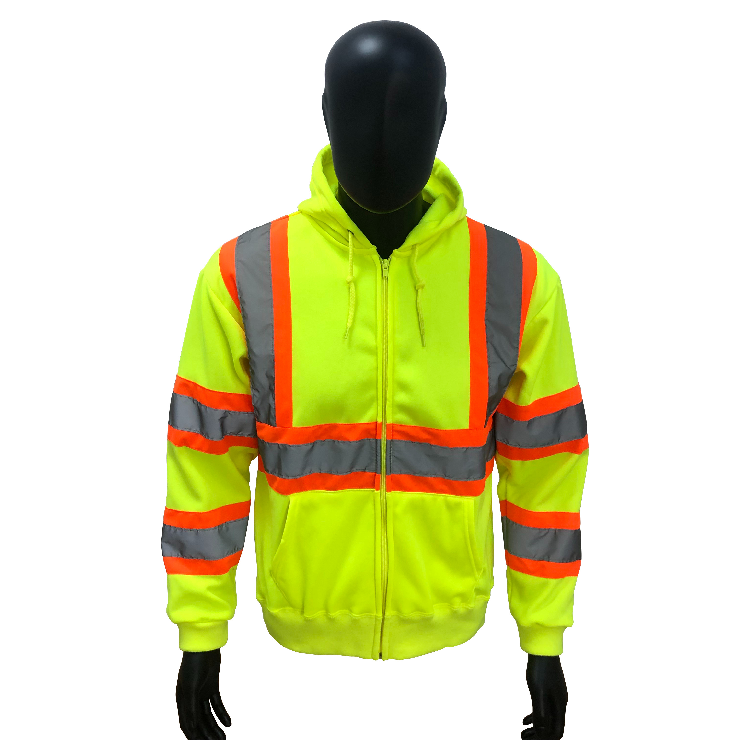 High Visibility Safety Black Neon Hoodie Jacket Custom Hi Vis Sweatshirt High Visibility Hoodie Jackets For Women