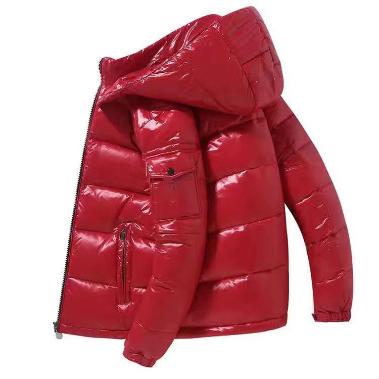 High Quality Down Coat Men's Bright Face Trend Hooded Short Thick Down Jacket Winter Bomber Shiny Men's Puffer Jacket