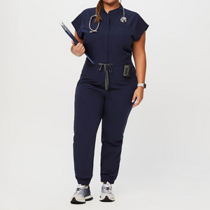 Navy Blue Color Medical Uniform Scrubs Set Plus Size Hospital Security Uniform Custom One Piece Nursing Jumpsuit Scrubs Set