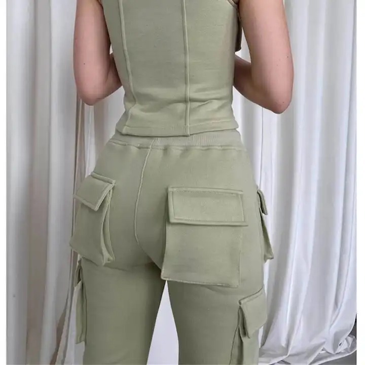 2023 Hot Sales Autumn Winter High Waist Joggers Track Pants Multi 3d Pocket Cargo Pants Womens Pants