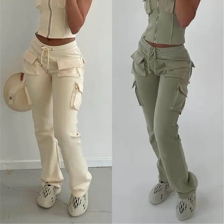 2023 Hot Sales Autumn Winter High Waist Joggers Track Pants Multi 3d Pocket Cargo Pants Womens Pants