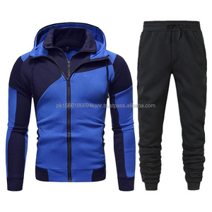 Tracksuits for Men 2 Pieces Full Zip Hooded Jacket and Jogger Sports Set Sports Slim Fit Color Block Sweat Suits Fall Winter