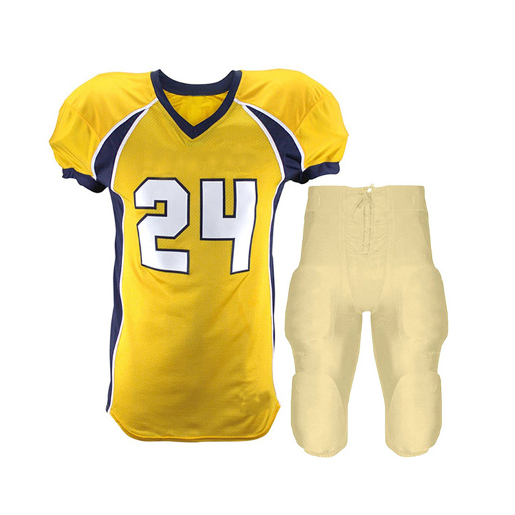 New Youth Sublimated Adult Flag Yellow American Football Uniforms Set Wholesale Youth custom American football Uniforms