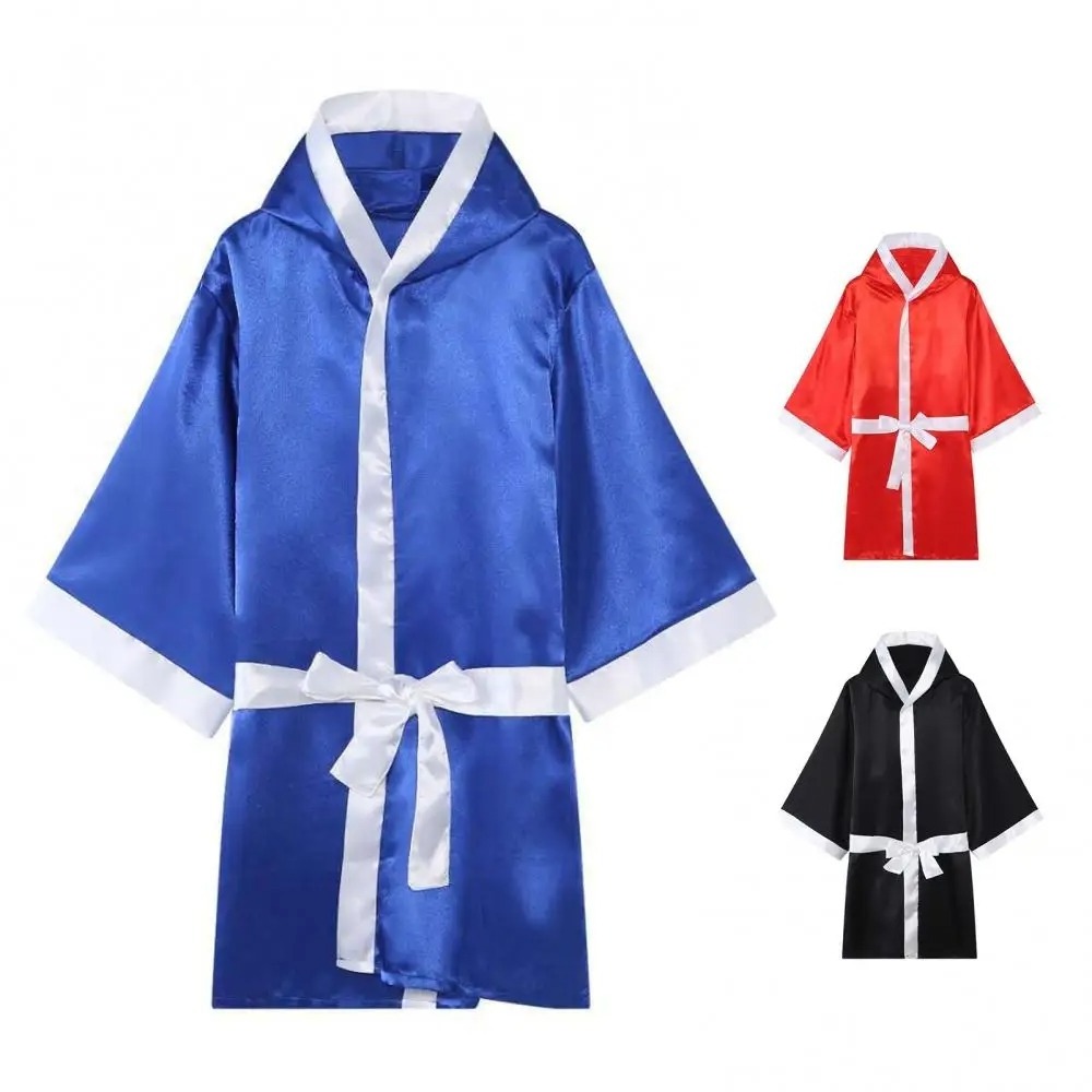 Sports Unisex Long Sleeve Belt Competition Training Boxing Robe Kickboxing Gown Uniform Training Robes