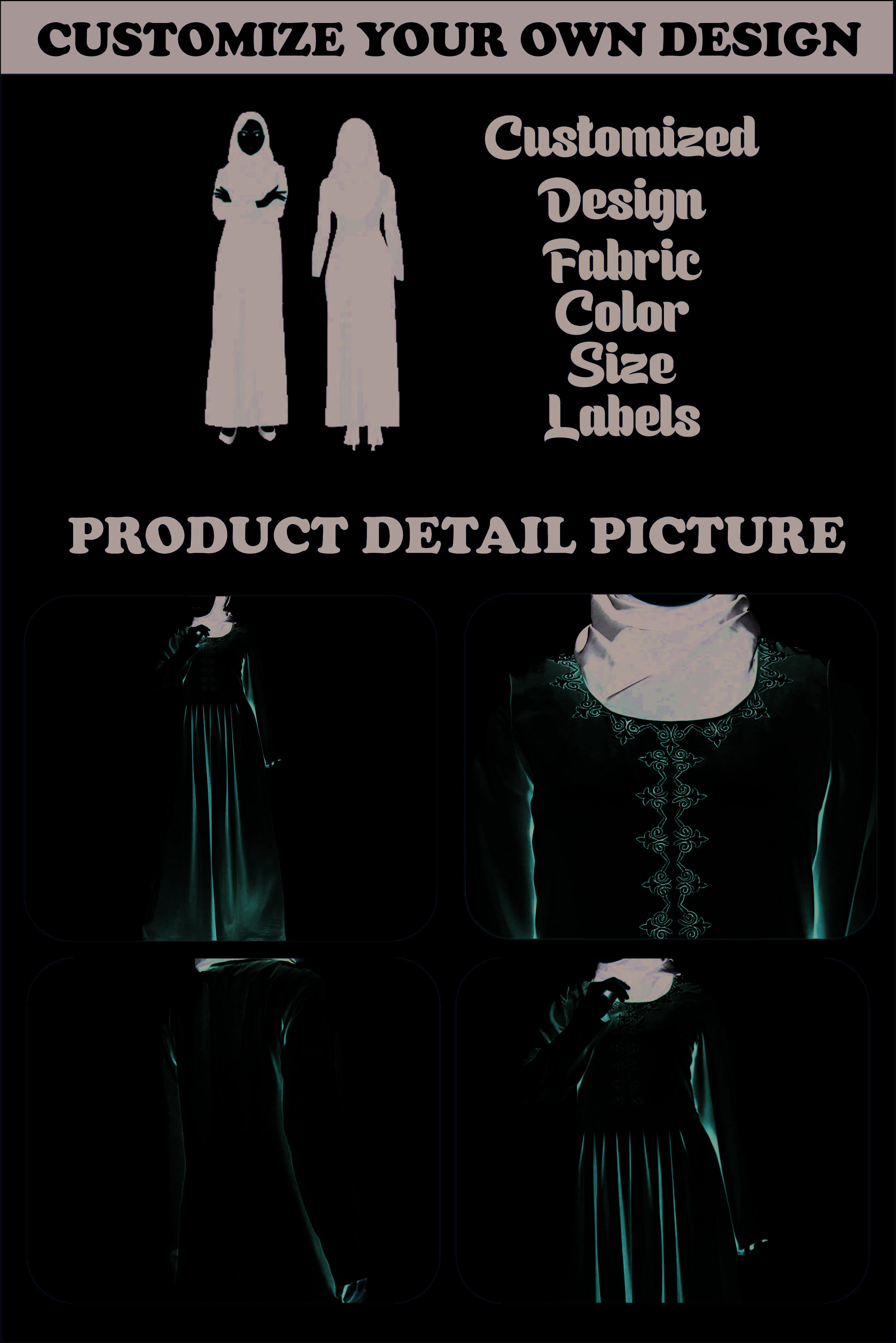 OEM Service Abaya Women Muslim Dress Abayas Dubai Turkey Muslim Hijab Dress Customized 2024 Adult Islamic Abayas Dresses