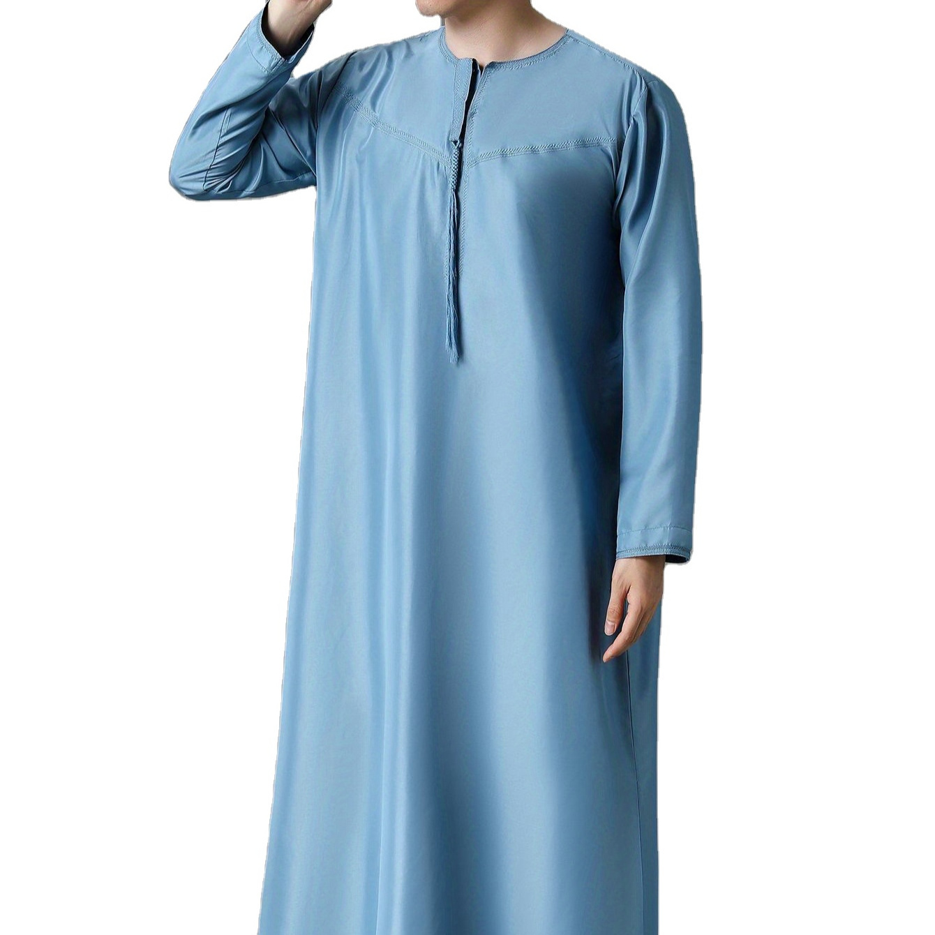 Premium Casual Breathable Men's Stand-up Collar Long Sleeve Muslim Dress Men Islamic Clothing Kaftan Men Thobe For Boys