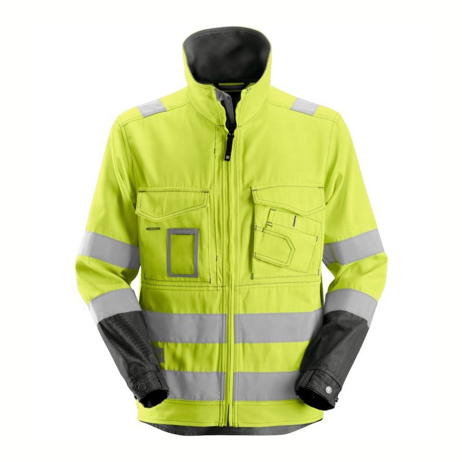 Winter 6 in 1 Bomber Jacket 100% Waterproof Hi Viz Rainwear Hivis Parka Heavy Warm Reflective Winter Safety Coat