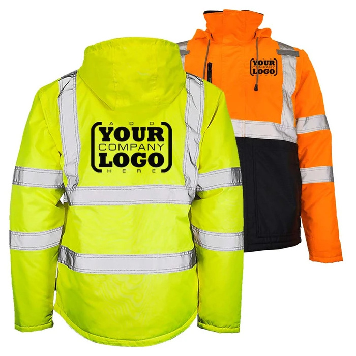 HI Vis waterproof/windproof softshell jacket with reflective tape customize logo for work and safety