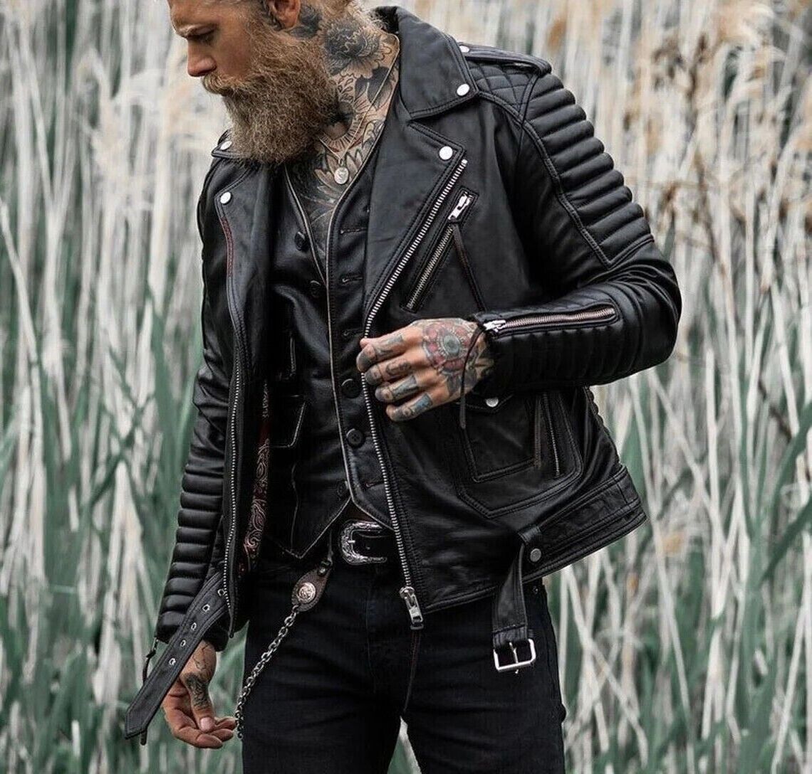 OEM Wholesale Men's Leather Jacket Custom High Quality Cow Skin Cafe Racer Motorcycle Biker Genuine Leather Jacket Manufacturer