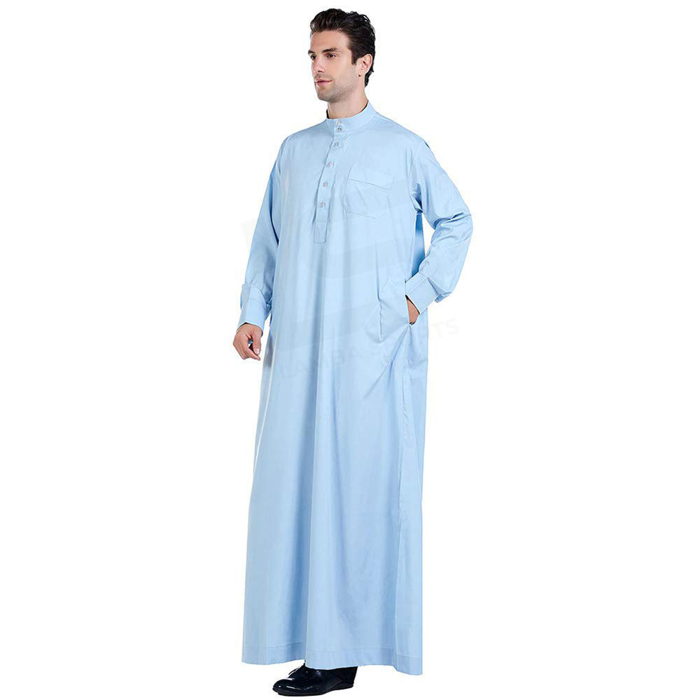 Muslim Men Thobe Men's Jubba Summer Cotton New Fashion Long Sleeve Design simple Plain Jubbah