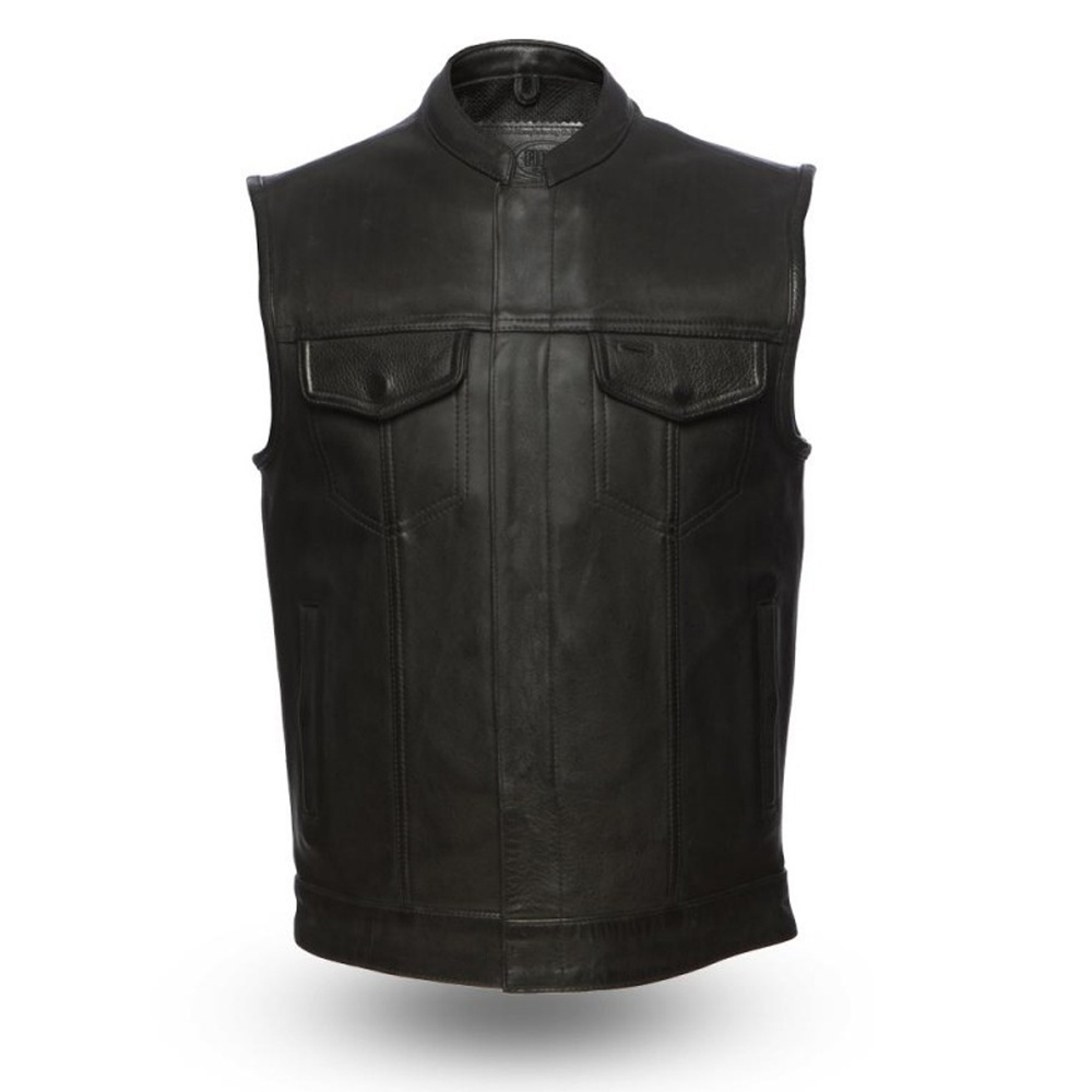 Premium Quality New Stylish Breathable Leather Vest For Men / Plus Size Fashionable Sleeveless Men Leather Vests For Casual Wear