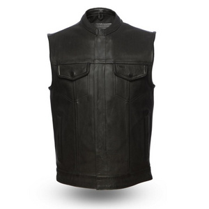 Premium Quality New Stylish Breathable Leather Vest For Men / Plus Size Fashionable Sleeveless Men Leather Vests For Casual Wear