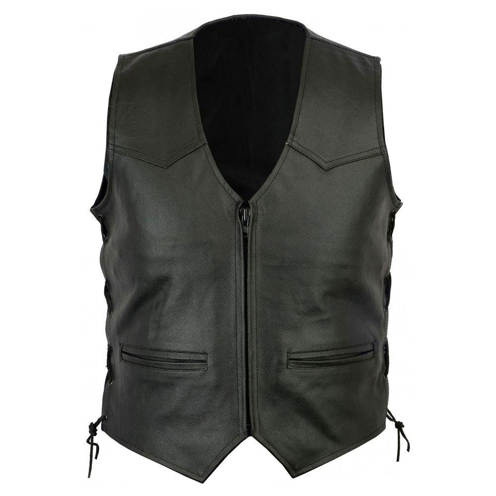 OEM Logo New Fashion Casual Wear Men Cow Hide Leather Vest / Best Fashion High Quality Outdoor Leather Winter Vest