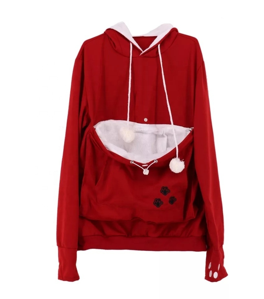 Cat Lovers Hoodie Kangaroo Dog Pet Paw  Pullovers  Pouch Pocket Animal Ear Hooded