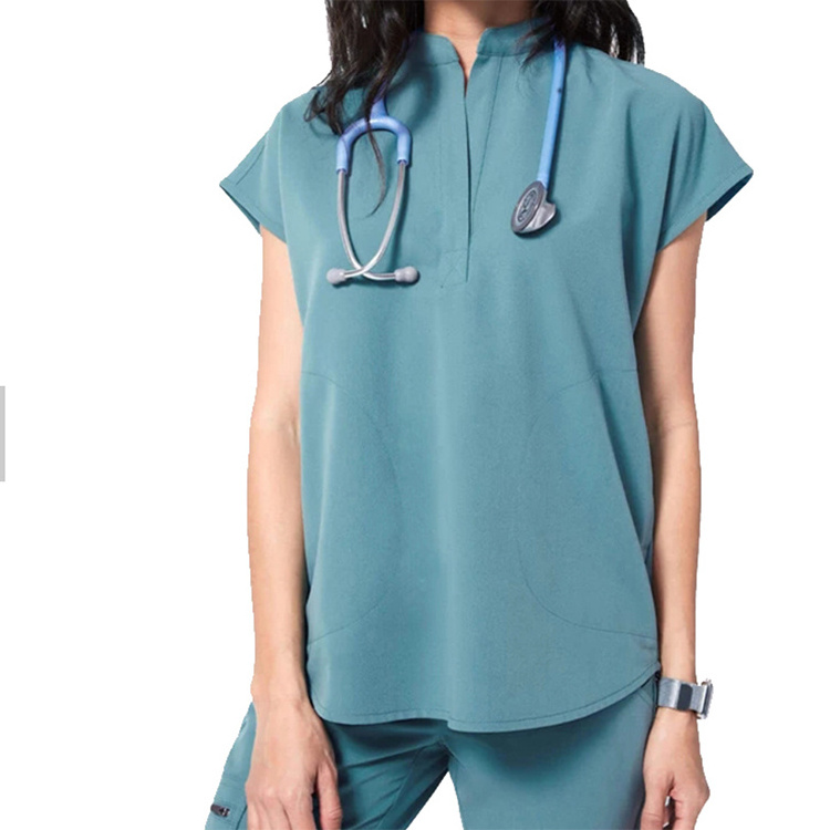 Best Quality Print Scrubs Tops Women Y-neck Medical Nurse Scrubs Uniform Short Sleeves Hospital Uniform Print Scrubs Tops