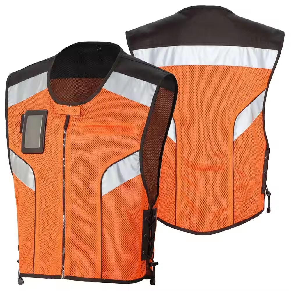 Hi Vis Safety Wear Black Four Pockets OEM Services Work Wear Mesh Fabric Vest With Pockets & Reflective Tape