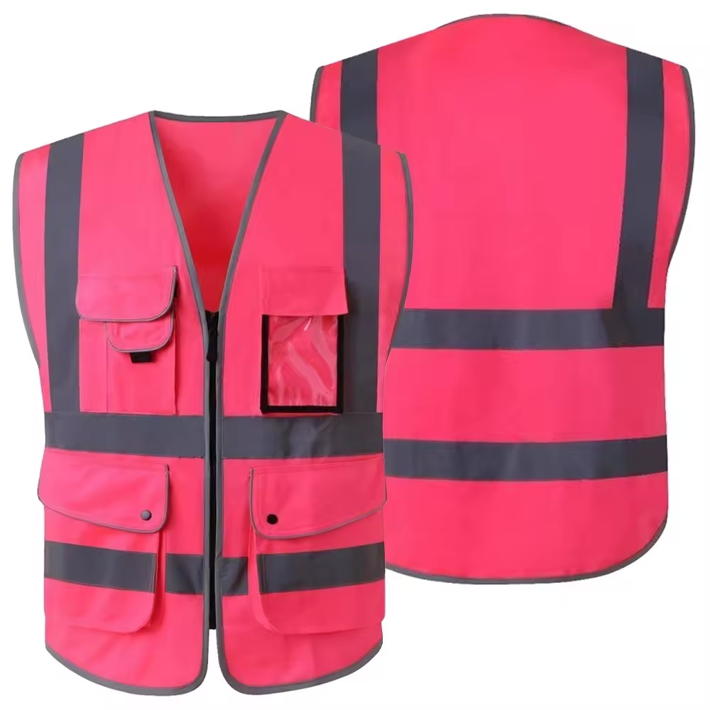 Pink Work Wear Customized New Design High Quality Light Weight Hi Visibility Comfortable Safety Vests