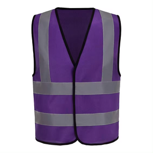 Workwear Purple Zipper 100% Polyester Customized Manufacturer Hi Vis Safety Reflective Men Women Unisex Vest