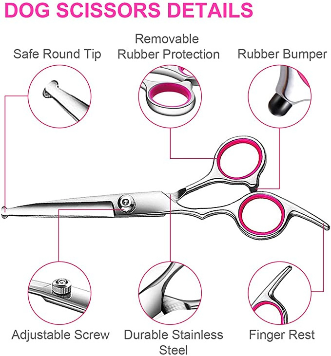 Grooming Scissors For Dogs Professional High Quality Pet Grooming Scissors 5 Inch Shears Hair Thinning Scissors For Dog Cat Pet