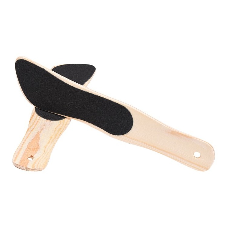 Wooden Handle Nail Art File Foot shape Manicure Sandpaper Nail Buffer