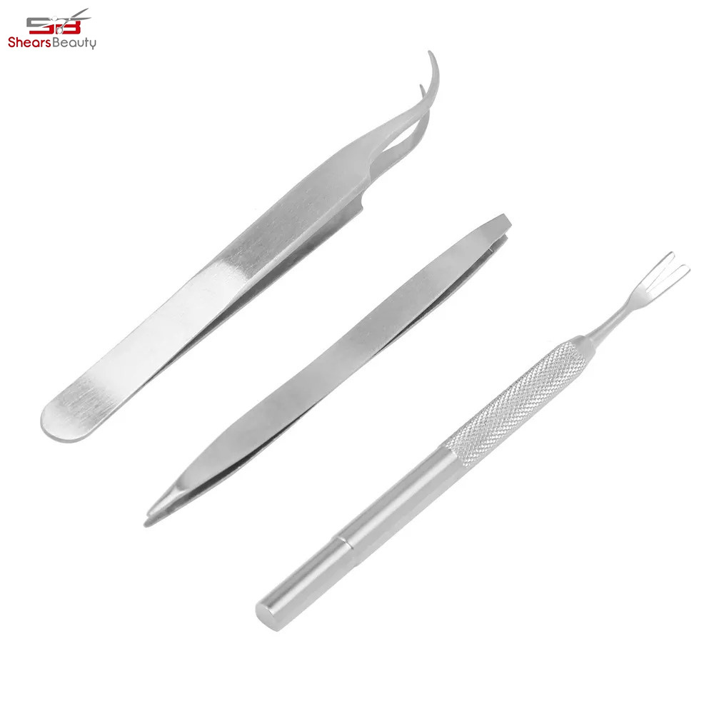 Hot sale In Stock High Quality Pet Dog Cat Tick Remover Stainless Steel Removal Fork And Curved Tweezers