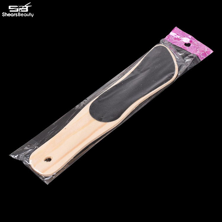 Wooden Handle Nail Art File Foot shape Manicure Sandpaper Nail Buffer