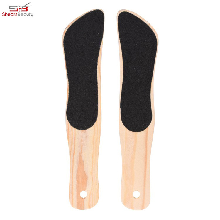 Wooden Handle Nail Art File Foot shape Manicure Sandpaper Nail Buffer