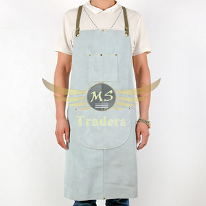 Leather tool apron welding multi-use leather carpenter black smith adjustable straps comfortable fabric apron with 3 pockets